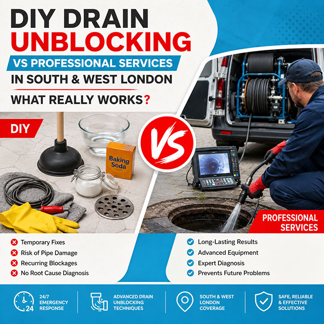DIY Drain Unblocking vs Professional Services in South & West London