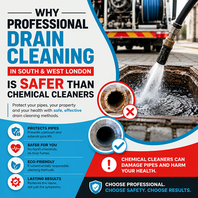 Why Professional Drain Cleaning in South & West London Is Safer Than Chemical Cleaners